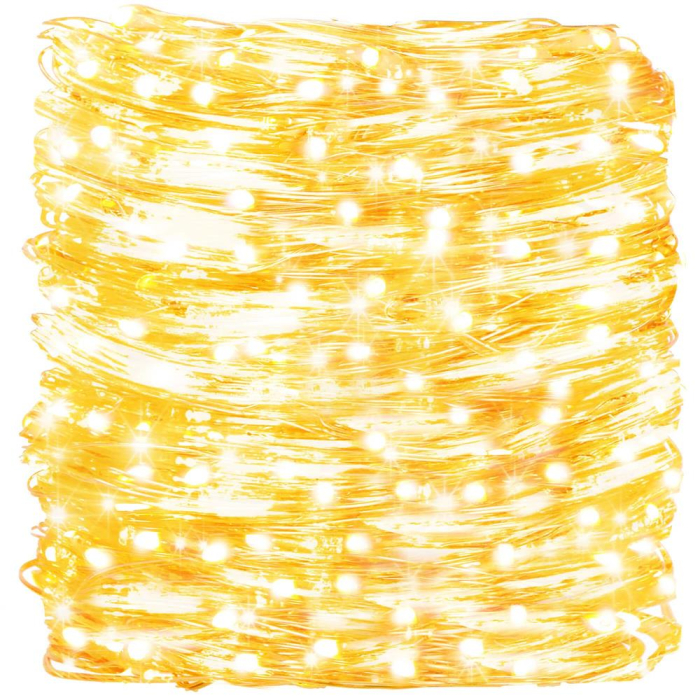 Perdea luminoasa 300 LED-uri, 3m, pentru interior/exterior, telecomanda, iluminare galbena [6]