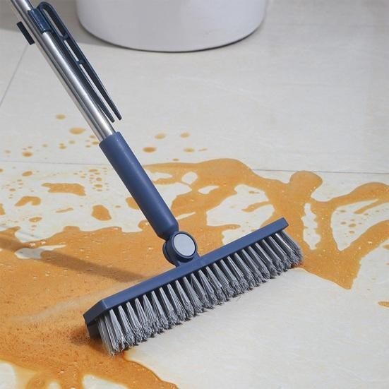 Perie de Curatare pentru Podele si Rosturi, , Lungime Maner 105 cm, Capat Pivotant 180 Grade, Peri din PP, Otel si Plastic, Cleste pentru Scame si Par Inclus, Albastru [4]