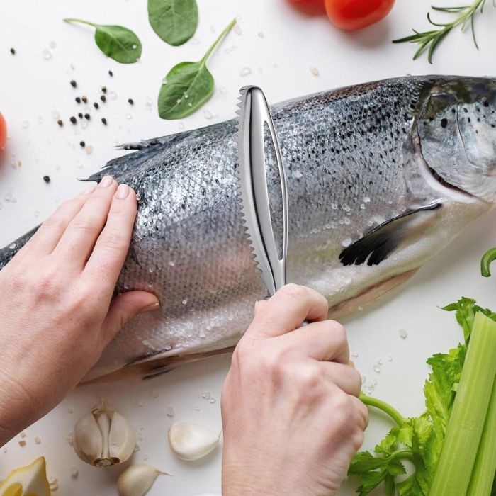 Perie de Curatare Solzi Peste, , din Otel Inoxidabil, 24 x 3 cm, Gri [3]