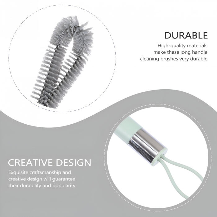 Perie de Curatat Pahare, Sticle, Biberoane, , cu Maner Lung, Uz Casnic, Silicon, Ergonomic, 3.9x5.4x38.5cm, Verde [5]