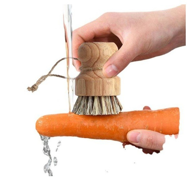 Perie de Curatat Vase si Alimente, , din Lemn de Fag, 8 x 5 cm, Perie din Sisal, Bej [5]