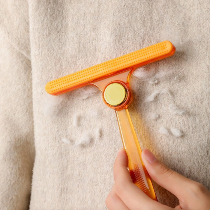 Perie de Indepartare a Scamelor, , pentru Haine si Par de Animale, cu Doua Fete, Manual, Multifunctional, 12x14.5 cm, Accesoriu pentru Casa, Portocaliu [9]