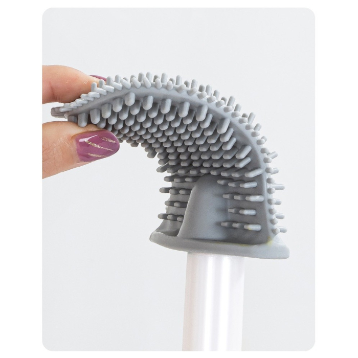 Perie de Toaleta, , cu Recipient pentru Lichid, perie din TPR, Montare fara Perfoare, 12 x 6.5 x 40 cm, Alb [4]