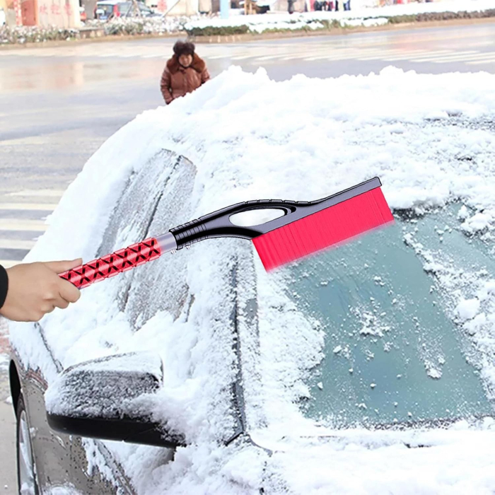 Perie de Zapada cu Racleta pentru Masina, , Multifunctionala, Demontabila, cu Maner Antiderapant, Aluminiu, Plastic, Fragmentarea Ghetii de pe Parbriz, Solutia pentru Iarna, pentru Dezghetare, 68x24x11.1 cm, Rosu [6]
