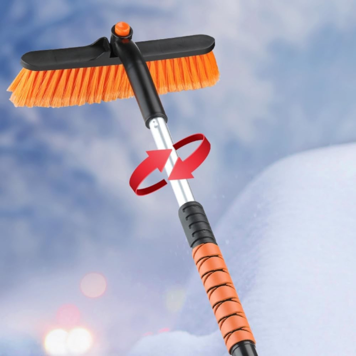 Perie de Zapada cu Racleta pentru Masina, , Multifunctionala, Rotativa, Demontabila, cu Maner Antiderapant, Telescopica, Aluminiu, Plastic, Fragmentarea Ghetii de pe Parbriz, Solutia pentru Iarna, pentru Dezghetare, Portocalie [7]