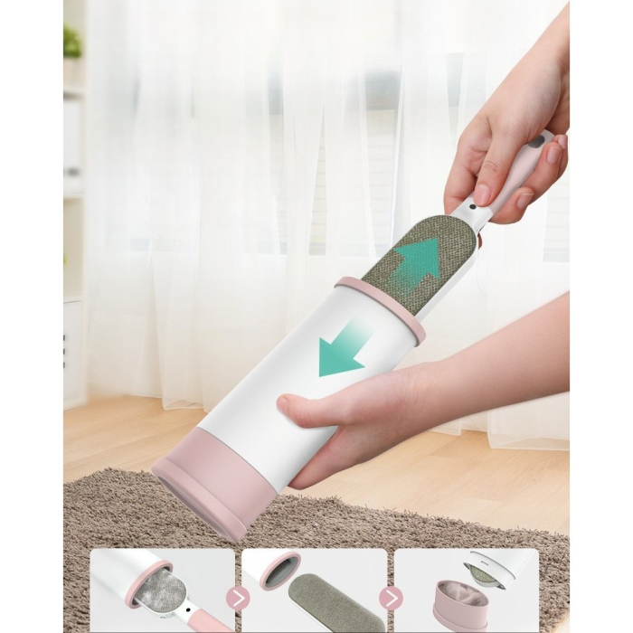 Perie Electrostatica, , Pentru Curatarea Parului/Scamelor de pe Haine si Tapiterii, 2 Fete, Autocuratare, 31 x 8.5 cm, Roz [4]