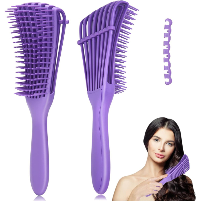 Perie Flexibila, , pentru Descurcat Par Cret/Umed si Uscat, 8 Brate Mobile, din TPE, 24.5 x 4.5 x 2 cm, Mov [4]