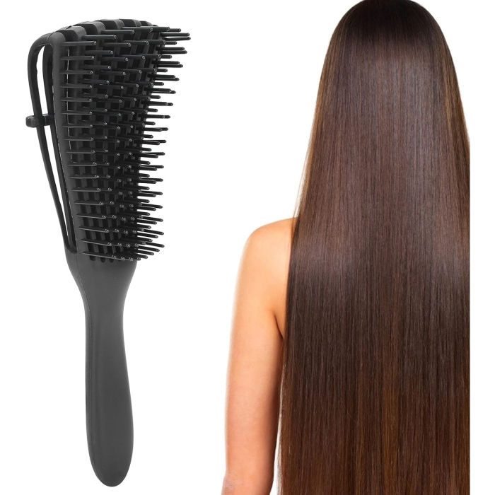 Perie Flexibila, , pentru Descurcat Par Cret/Umed si Uscat, 8 Brate Mobile, din TPE, 24.5 x 4.5 x 2 cm, Negru [3]