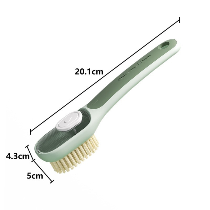 Perie Multifunctionala 2 in 1, , Perie Densa/Perie din Piele de Caprioara, cu Recipient Lichid, Maner Lung, 20.1x 4.3 x 5 cm, Verde [6]