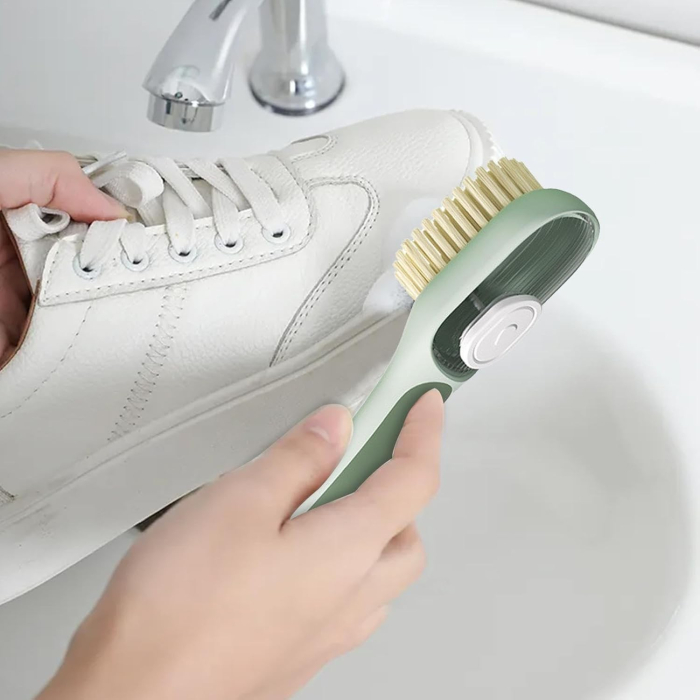 Perie Multifunctionala 2 in 1, , Perie Densa/Perie din Piele de Caprioara, cu Recipient Lichid, Maner Lung, 20.1x 4.3 x 5 cm, Verde [5]