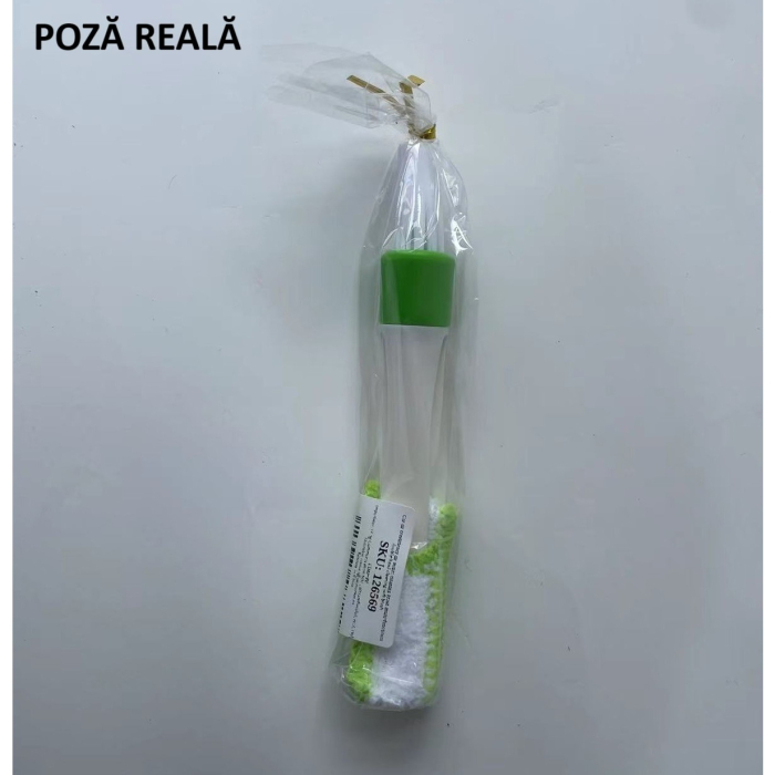 Perie Multifunctionala de Curatare, , pentru Ventilatie Auto, Doua Capete, Moale, Microfibra, Alb-Verde, 16.25cm [11]