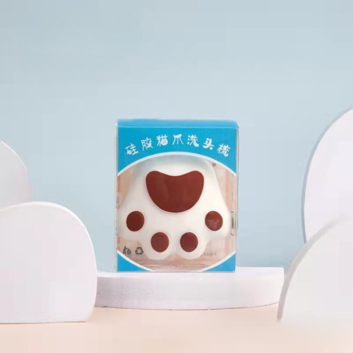 Perie pentru Masajul Scalpului, Perie pentru Sampon, Labuță de Pisică, Dimensiune 7x8 cm, Curatarea si Mentinerea Curata a Parului, Alb [3]