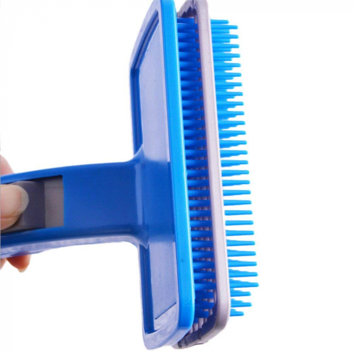 Perie pentru Pieptanat Blana Animale de Companie cu Sistem Mecanic pentru Indepartarea Firelor de Par, PVC, Premium [11]