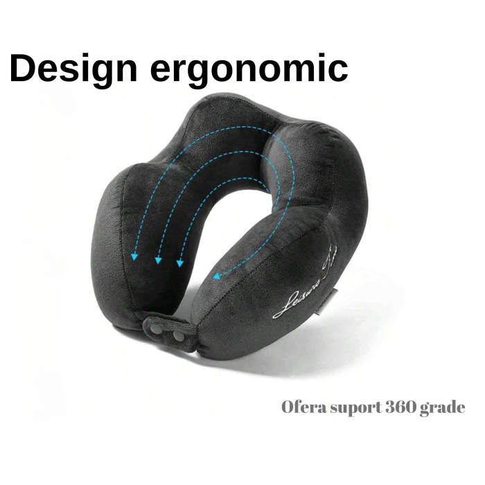 Perna de Calatorie, , Pentru Gat, din Bumbac, cu 4 Cocoase, Ajustabila, Gri [7]