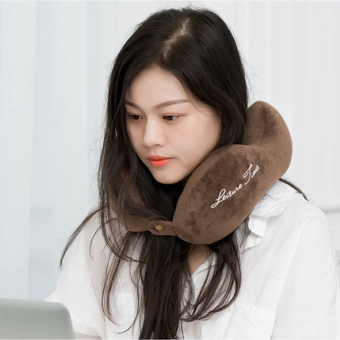 Perna de Calatorie, , Pentru Gat, din Bumbac, cu 4 Cocoase, Ajustabila, Maro [7]