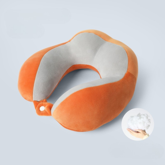 Perna de Voiaj , Pentru Gat, din Bumbac, 4 Cocoase Pentru Confort, Accesoriu de Voiaj, Birou, Masina, Sistem Prindere Capse, Portocaliu [3]