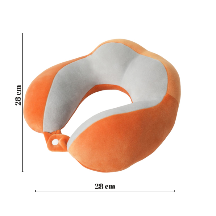 Perna de Voiaj , Pentru Gat, din Bumbac, 4 Cocoase Pentru Confort, Accesoriu de Voiaj, Birou, Masina, Sistem Prindere Capse, Portocaliu [2]