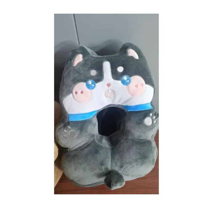 Perna din Spuma, , pentru Birou, Calatorii, Model Husky, Lavabila, Umplutura de Bumbac, Spatiu Cap in Forma de 8, 30x35x30 cm, Gri [5]