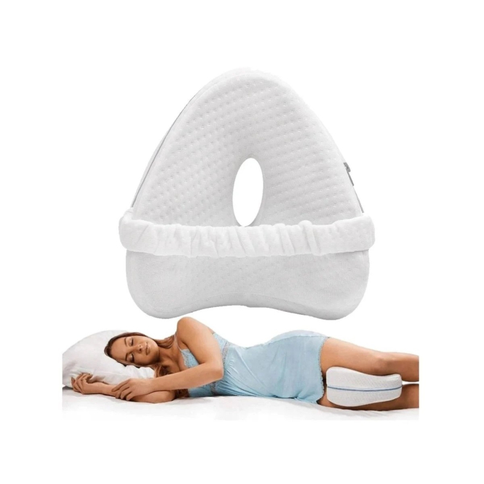 Perna Ortopedica pentru Picioare, , Multifunctionala, Confortabilă, in Forma de Inima, Spuma cu Memorie, Curea Anti-cadere, 25x23x13 cm, Alb [5]