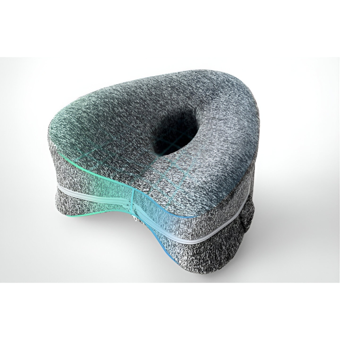 Perna Ortopedica pentru Picioare, , Multifunctionala, Confortabilă, in Forma de Inima, Spuma cu Memorie, Curea Anti-cadere, 25x23x13 cm, Gri [4]