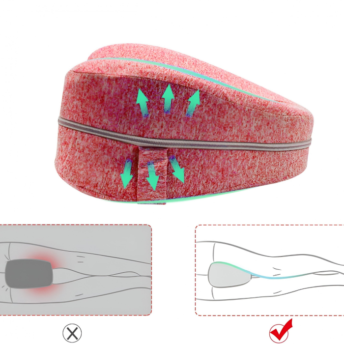 Perna Ortopedica pentru Picioare, , Multifunctionala, Confortabilă, in Forma de Inima, Spuma cu Memorie, Curea Anti-cadere, 25x23x13 cm, Roz [4]