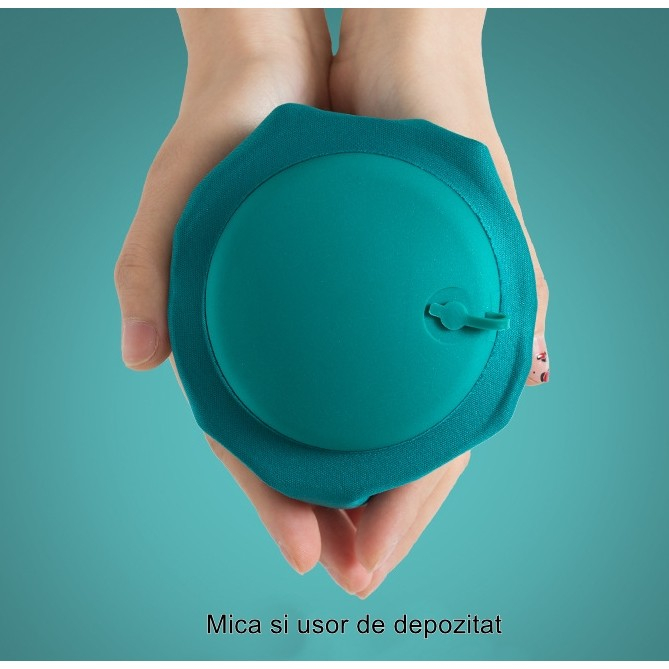 Perna pentru gat , portabila, umflare prin apasare, usor de depozitat, imbracata in material catifelat, in forma de U, 40 x 28 cm, verde [4]