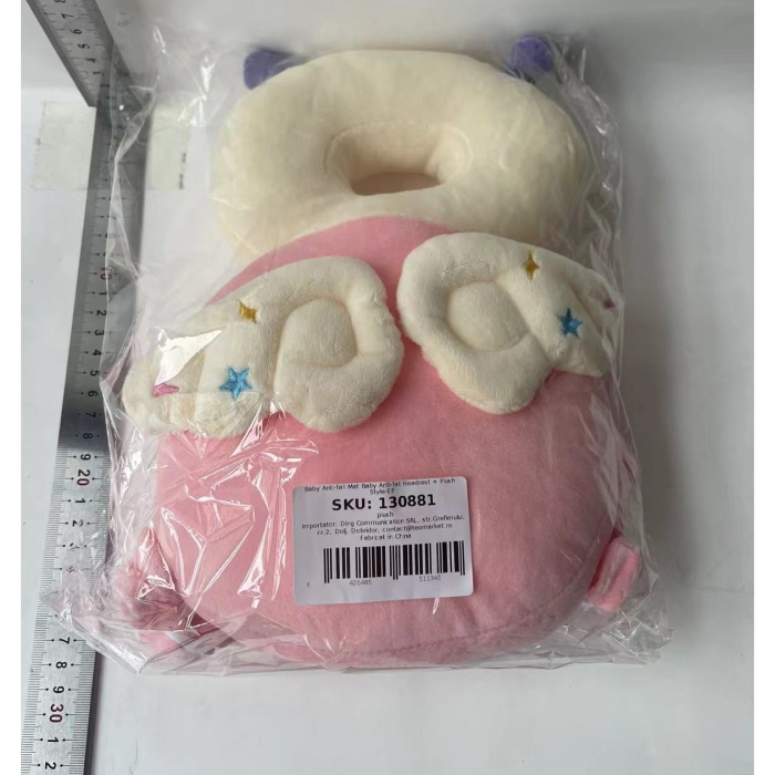 Perna tip Rucsac pentru Protectia Capului, , Tetiera tip Insecta, pentru Bebelusi, 33x6x19 cm, 180 g, Roz [7]