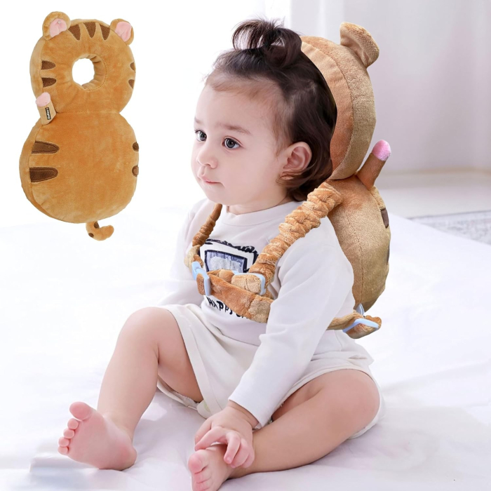 Perna tip Rucsac pentru Protectia Capului, , Tetiera tip Tigru, pentru Bebelusi, 33x6x19 cm, 180 g, Maro [2]