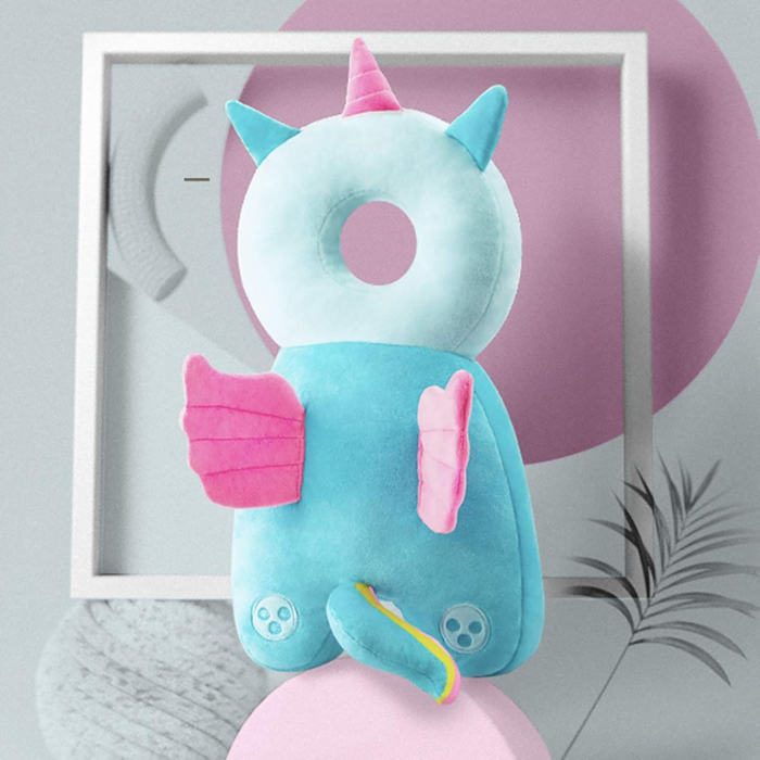 Perna tip Rucsac pentru Protectia Capului, , Tetiera tip Unicorn, pentru Bebelusi, 33x6x19 cm, 180 g, Albastru [4]
