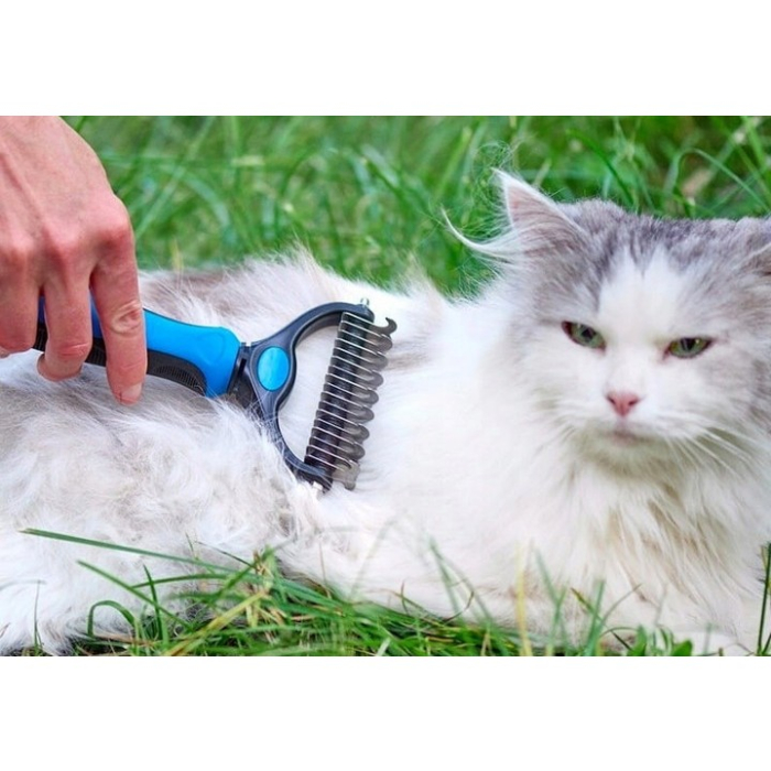 Pieptene pentru Părul de Animale, , Dispozitiv de Îngrijire cu Două Fețe, Îndepărtarea părului, Albastru [4]