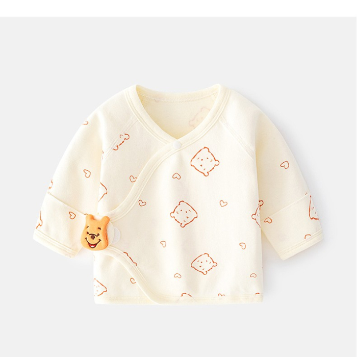 Pijama Bluza pentru Nou-nascuti, , din Bumbac, stil de Primavara - Toamna, Topic pentru Bebelusi, Print Ursulet, Marimea 52 cm, Bej [2]