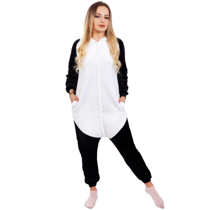 Pijama tip salopeta pentru adulti, model Panda, marime M [12]