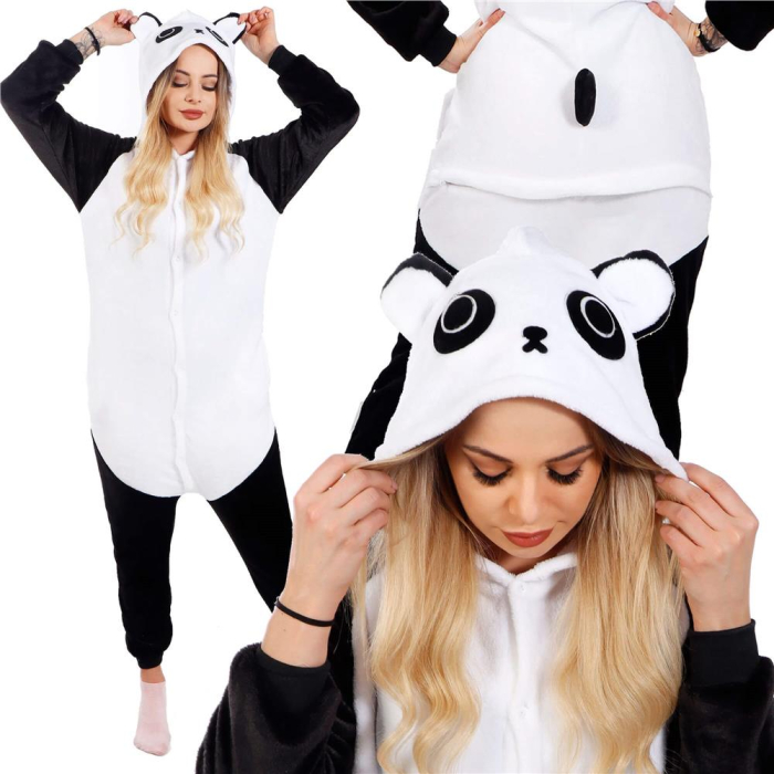 Pijama tip salopeta pentru adulti, model Panda, marime M [20]