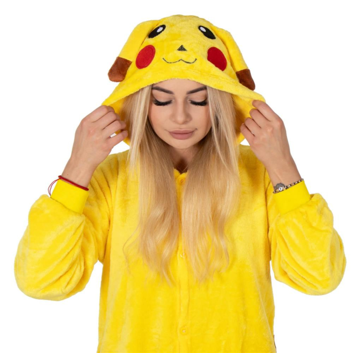 Pijama tip salopeta pentru adulti, model Pikachu, marime M [24]