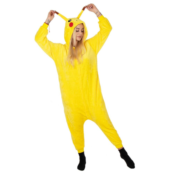 Pijama tip salopeta pentru adulti, model Pikachu, marime M [10]