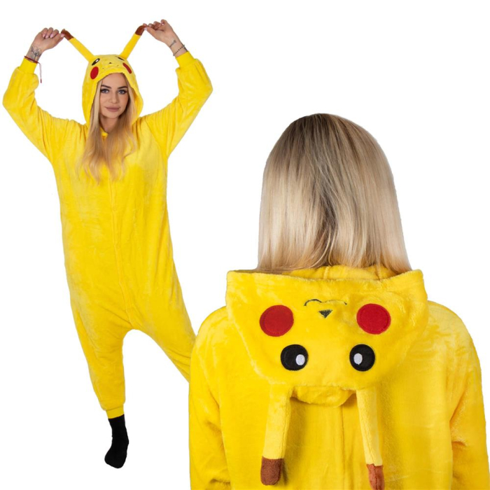 Pijama tip salopeta pentru adulti, model Pikachu, marime M [3]