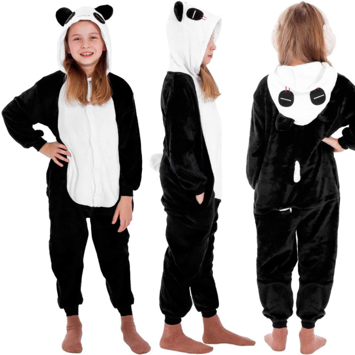 Pijama tip salopeta pentru copii, model panda, marime 125-140cm [13]