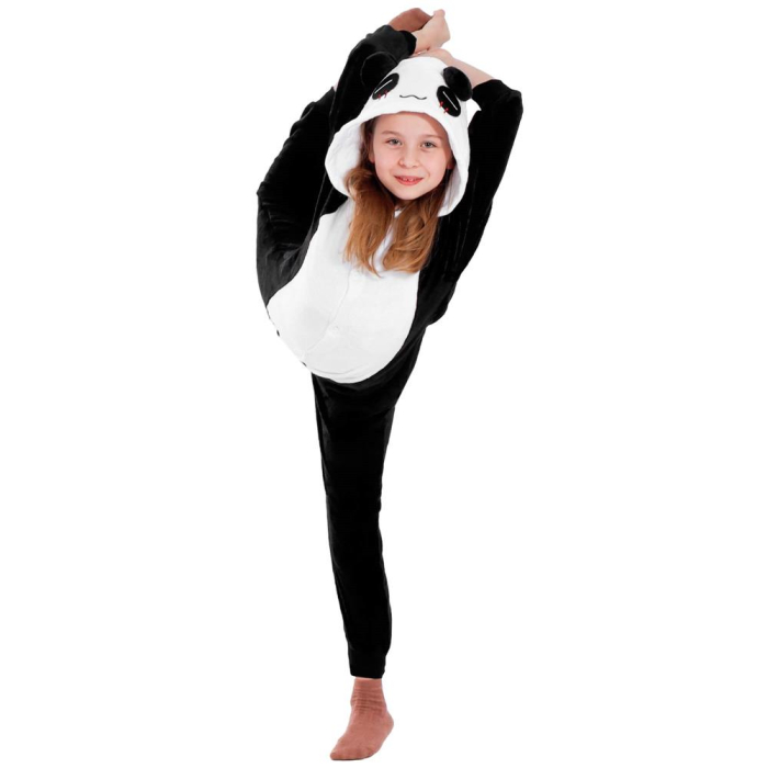 Pijama tip salopeta pentru copii, model panda, marime 125-140cm [17]