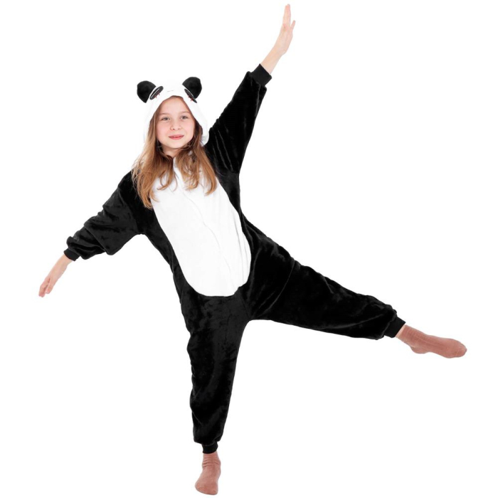 Pijama tip salopeta pentru copii, model panda, marime 125-140cm [8]