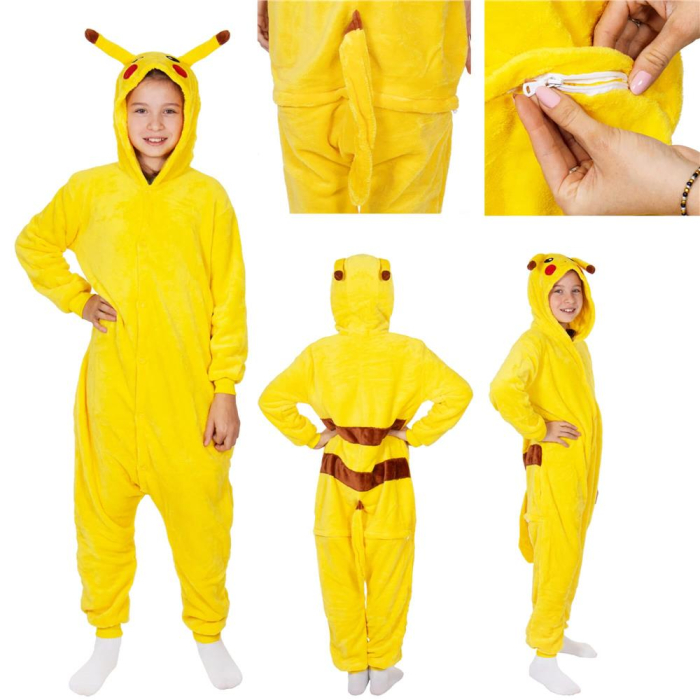 Pijama tip salopeta pentru copii, model Pikachu, marime 120-130 cm [18]