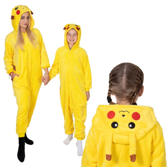 Pijama tip salopeta pentru copii, model Pikachu, marime 120-130 cm [25]