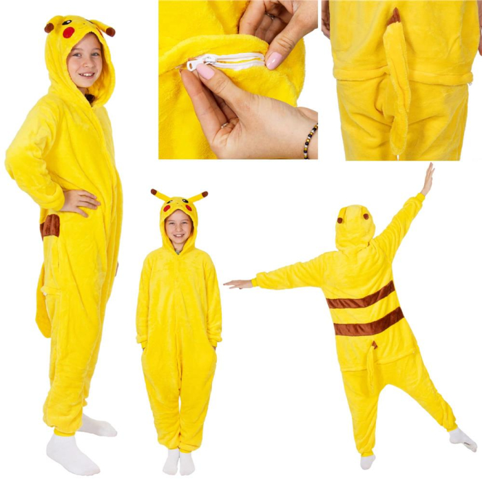 Pijama tip salopeta pentru copii, model Pikachu, marime 120-130 cm [19]
