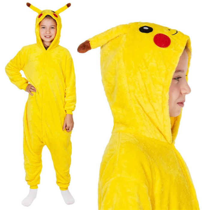 Pijama tip salopeta pentru copii, model Pikachu, marime 120-130 cm [16]