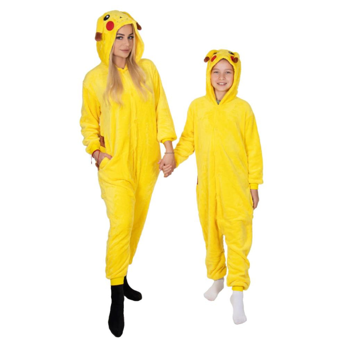 Pijama tip salopeta pentru copii, model Pikachu, marime 120-130 cm [22]