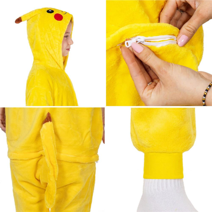 Pijama tip salopeta pentru copii, model Pikachu, marime 120-130 cm [14]