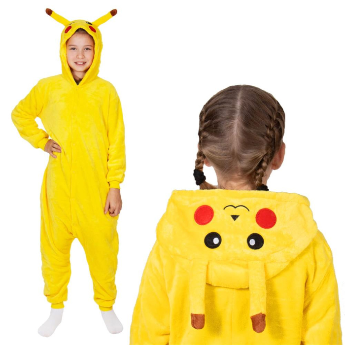 Pijama tip salopeta pentru copii, model Pikachu, marime 120-130 cm [21]