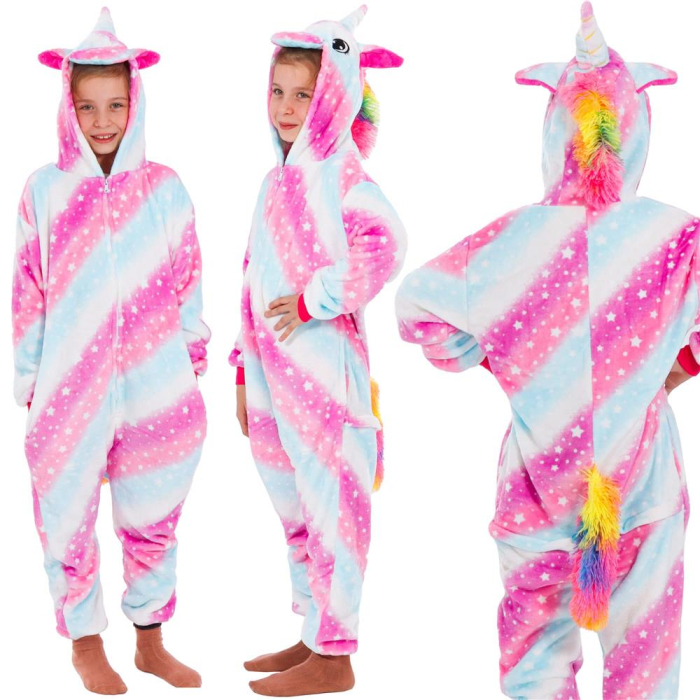 Pijama tip salopeta pentru copii, model unicorn, marime 130-140cm [16]