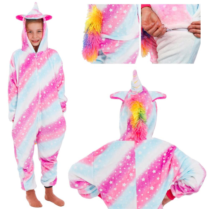 Pijama tip salopeta pentru copii, model unicorn, marime 130-140cm [21]