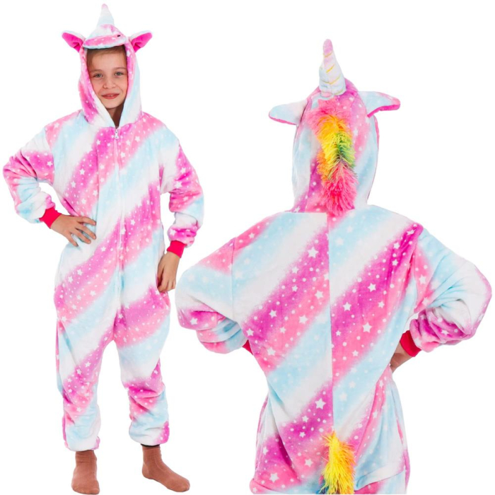 Pijama tip salopeta pentru copii, model unicorn, marime 130-140cm [14]