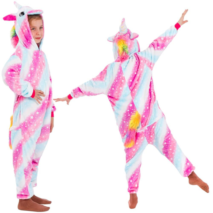 Pijama tip salopeta pentru copii, model unicorn, marime 130-140cm [13]
